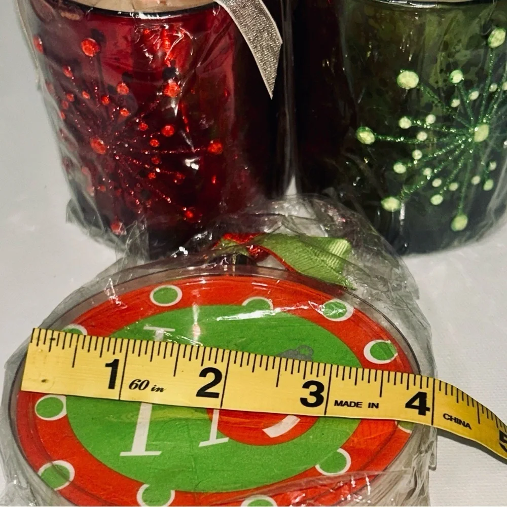 New Red and Green Holiday Coasters and Candles Set Party Decorations NWT